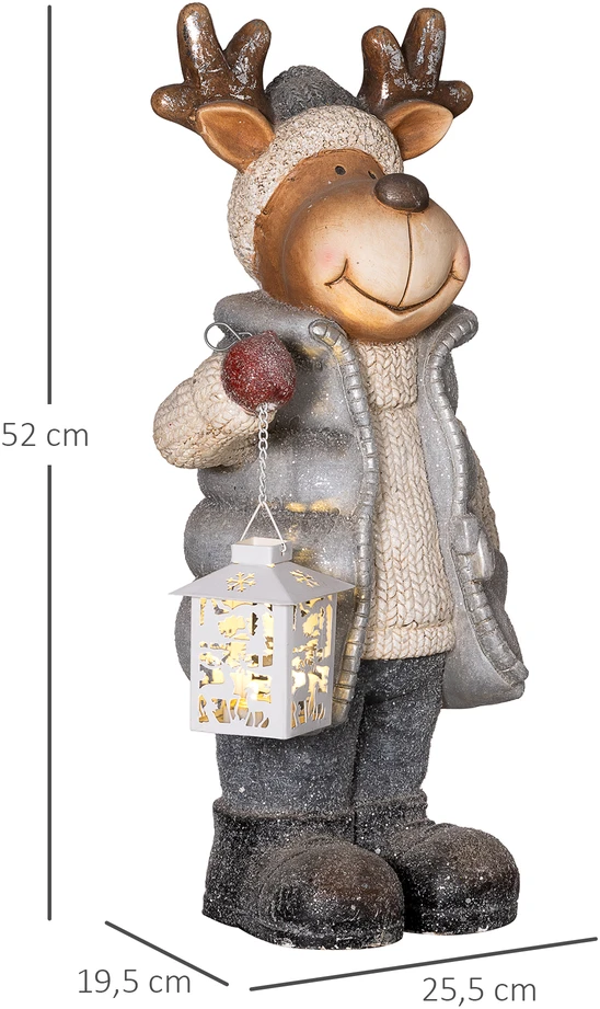 Homcom Kalėdinė briedžio statulėlė su LED žibintu, įvairiaspalvė, 25,5 × 19,5 × 52 cm