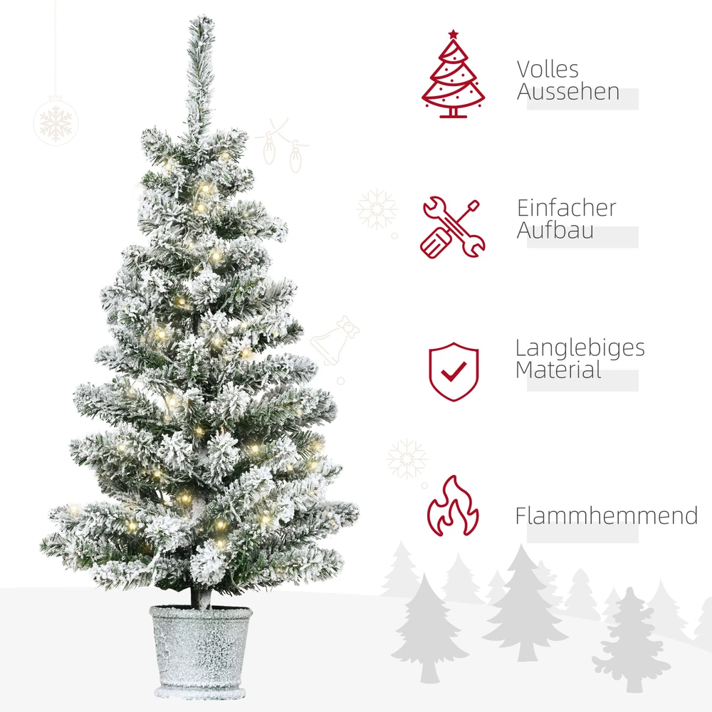 Homcom Kalėdinė eglutė su 60 LED lempučių ir sniego efektu, žalia/balta, Ø40 × 90 cm