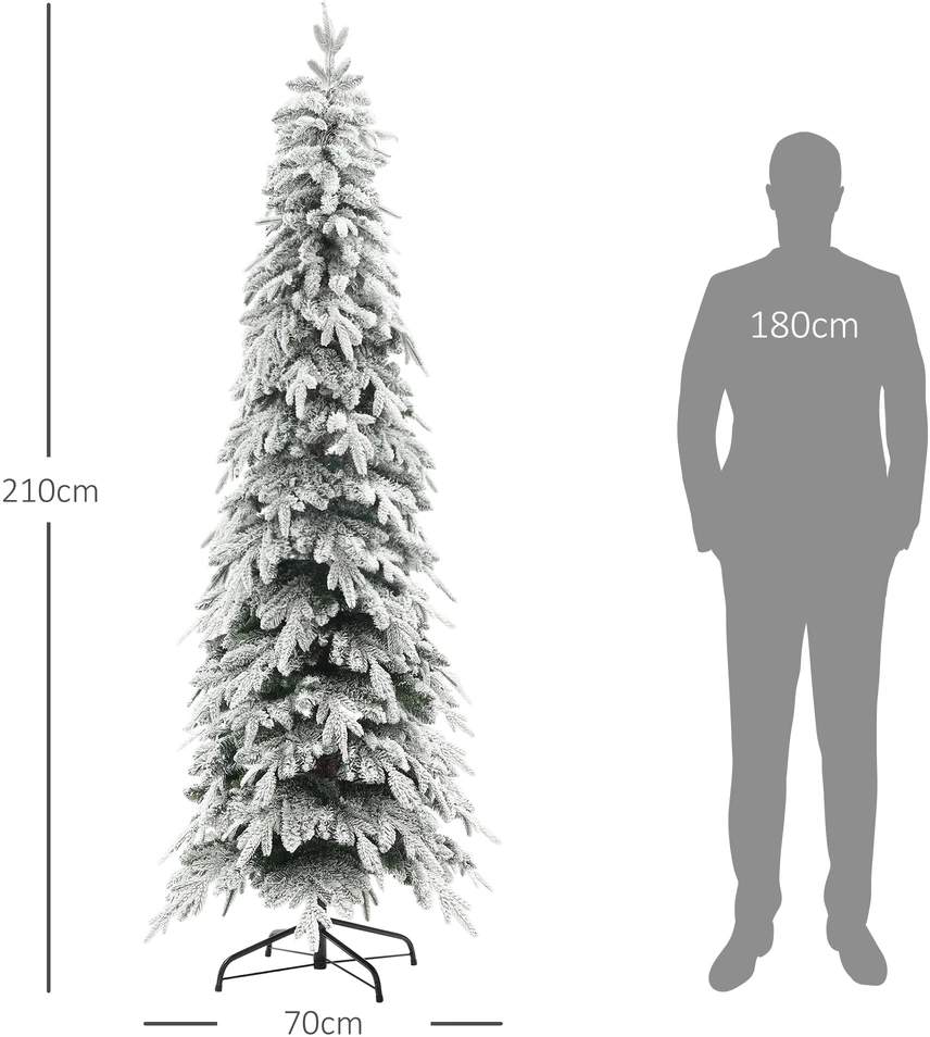 Kalėdinė eglutė su dirbtiniu sniegu, 800 šakelių galiukų, žalia, Ø70 x 210 cm