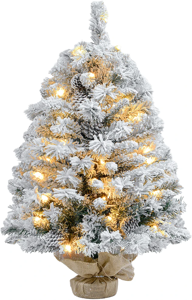 Kalėdinė eglutė su LED lemputėmis, apsnigta, žalia, 92 cm