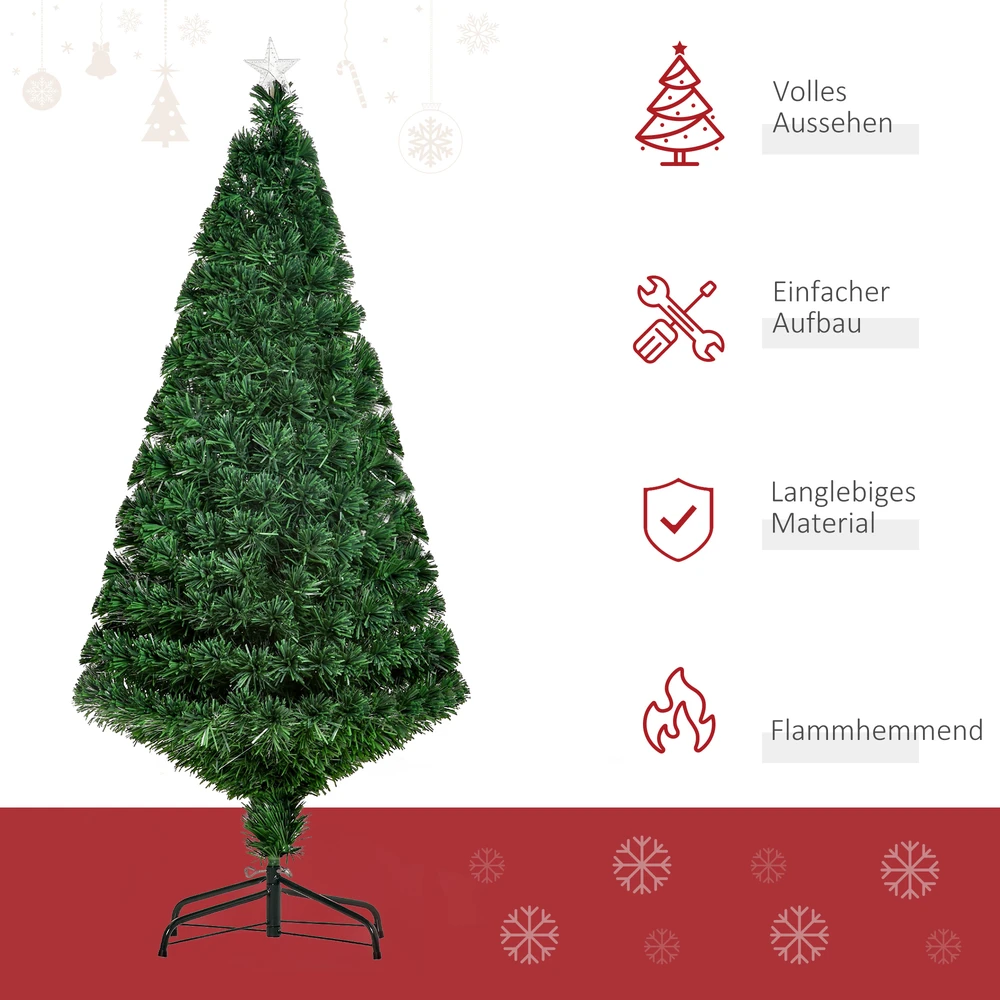 Kalėdinė eglutė su šviesolaidiniu LED apšvietimu, žalia, Ø 60 × 120 cm