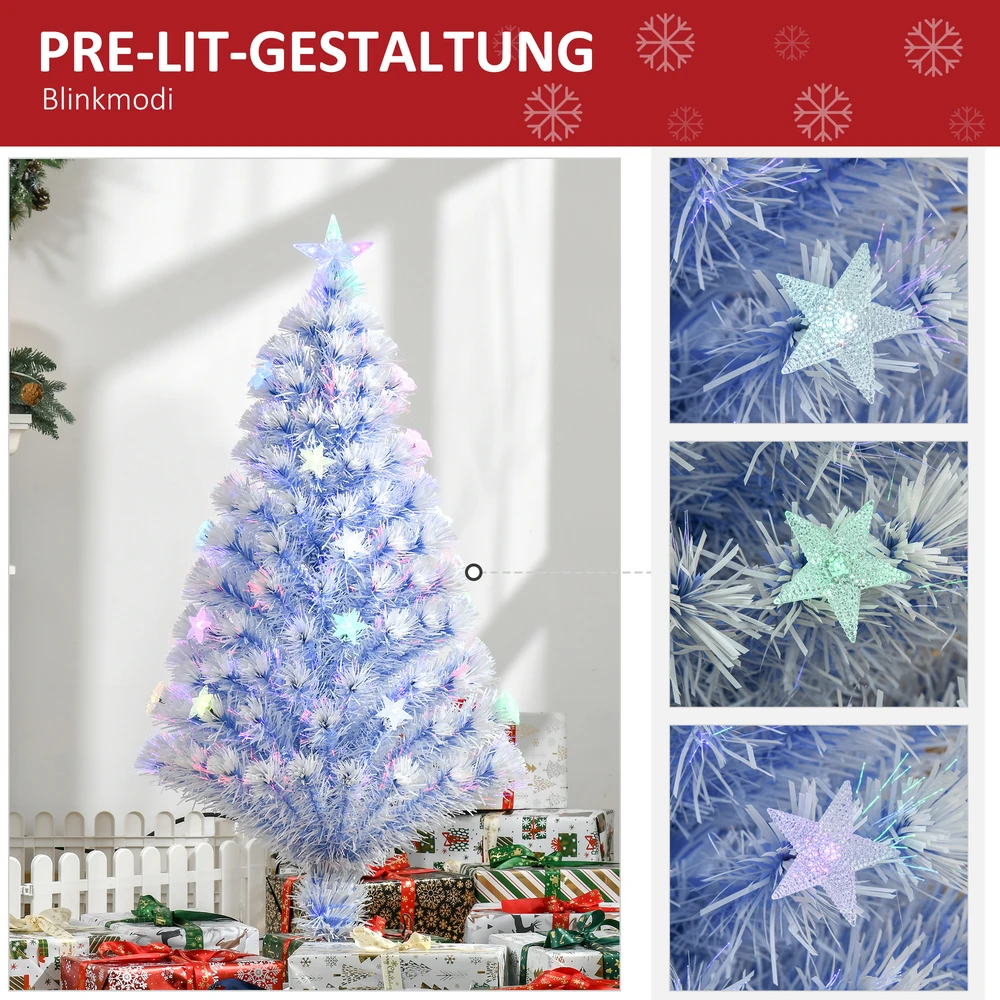Kalėdinė eglutė su šviesolaidžiu ir LED lemputėmis, balta ir mėlyna, Ø 60 × 120 cm