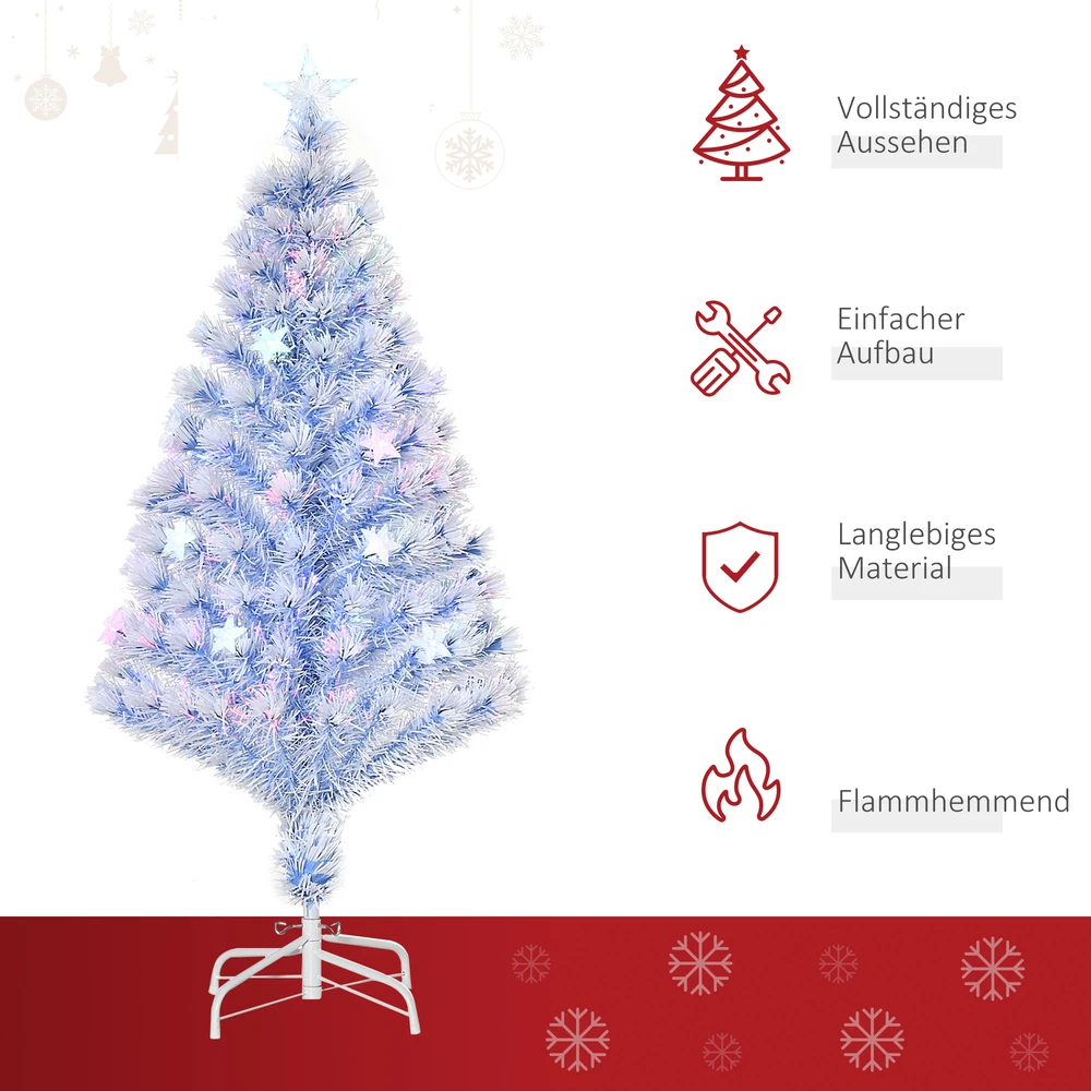 Kalėdinė eglutė su šviesolaidžiu ir LED lemputėmis, balta ir mėlyna, Ø 60 × 120 cm