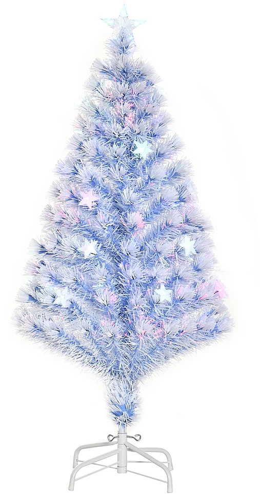 Kalėdinė eglutė su šviesolaidžiu ir LED lemputėmis, balta ir mėlyna, Ø 60 × 120 cm