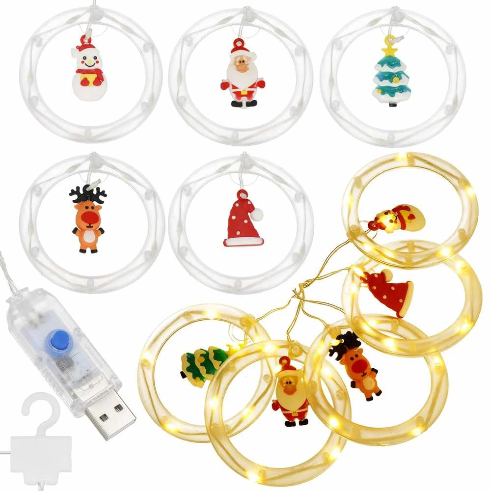 Kalėdinė girlianda Springos 110 LED su figūrėlėmis, USB, šiltai balta