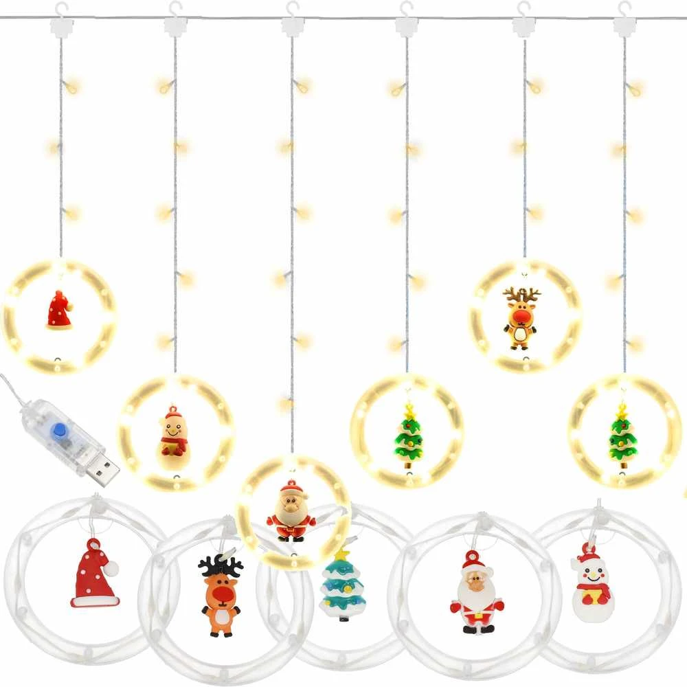 Kalėdinė girlianda Springos 110 LED su figūrėlėmis, USB, šiltai balta