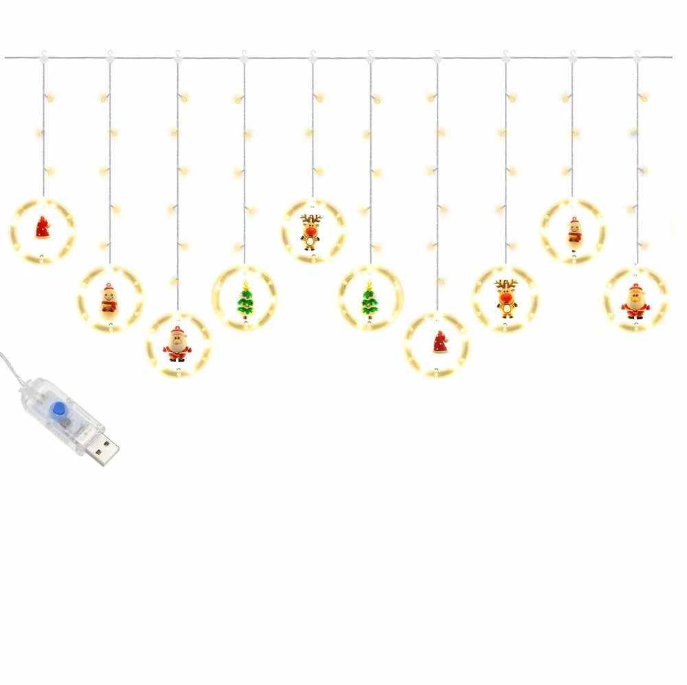 Kalėdinė girlianda Springos 110 LED su figūrėlėmis, USB, šiltai balta