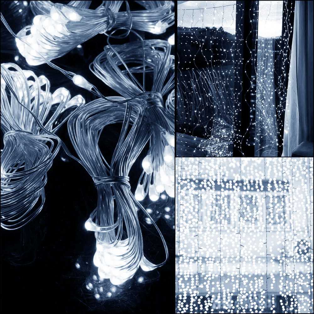Kalėdinė girlianda Springos 300 micro LED, 3x3 m, šaltai balta