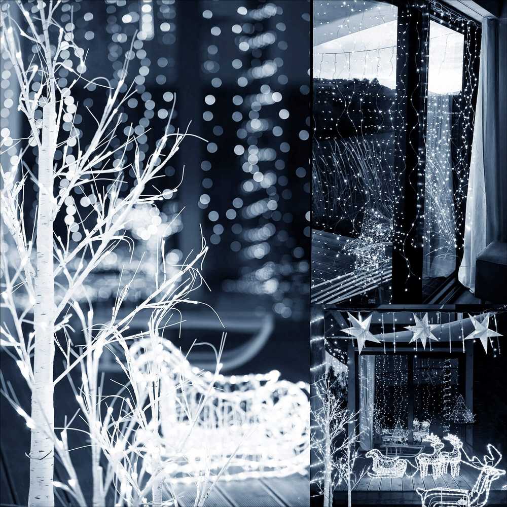 Kalėdinė girlianda Springos 300 micro LED, 3x3 m, šaltai balta