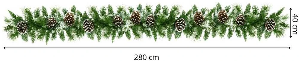 Kalėdinė girlianda Springos su kankorėžiais ir LED apšvietimu, 280 cm