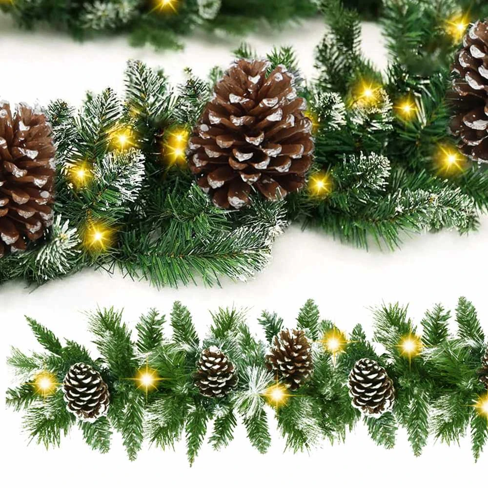 Kalėdinė girlianda Springos su kankorėžiais ir LED apšvietimu, 280 cm