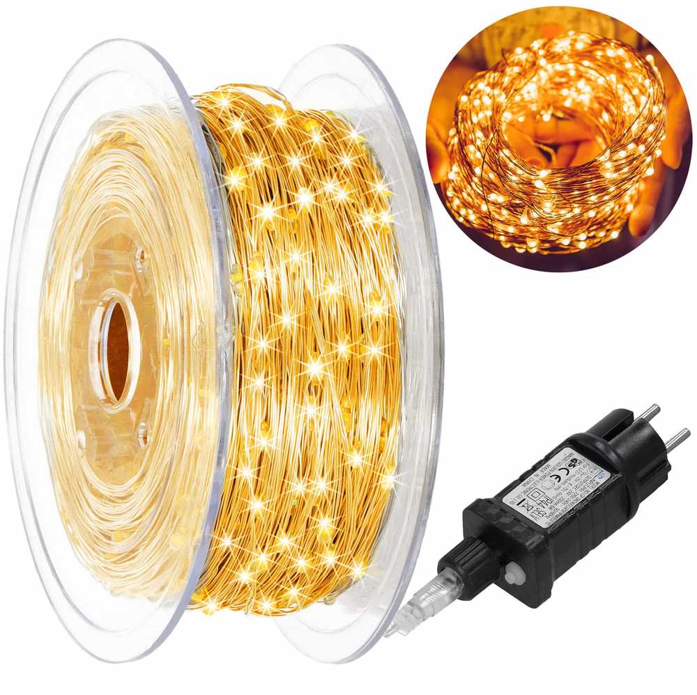 Kalėdinė LED girlianda Springos CL4043, 1000 mikro LED, 100 m, šiltai balta