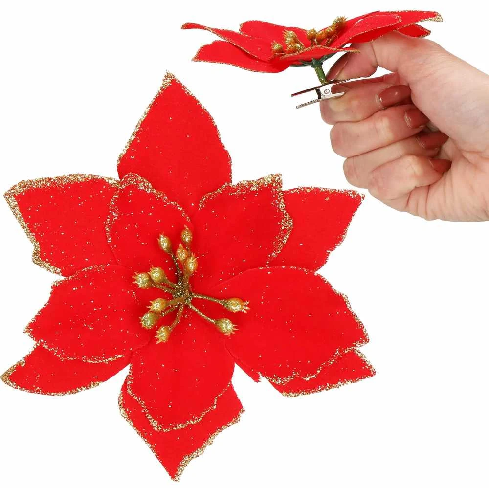 Kalėdinė puošmena Poinsettia Springos 13x13 cm