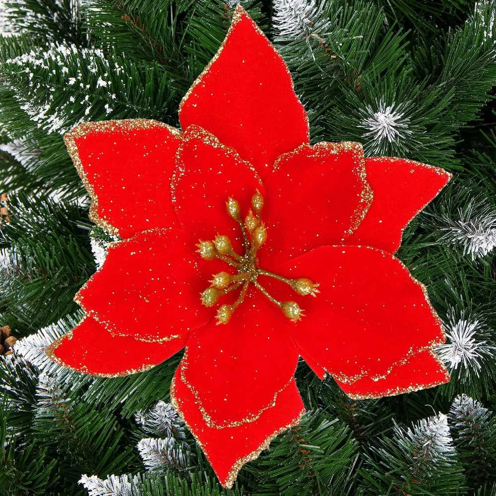 Kalėdinė puošmena Poinsettia Springos 13x13 cm