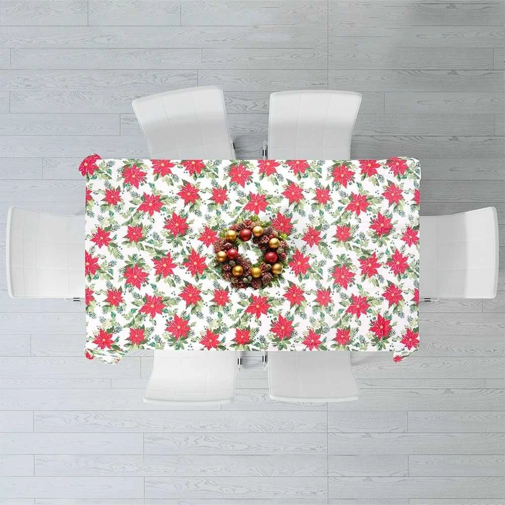 Excellent Houseware Kalėdų staltiesė 220x150 cm, raudona, dėmių atspari