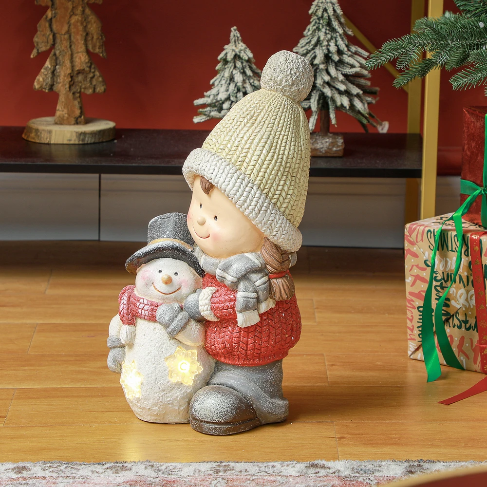 Homcom Kalėdinė statulėlė su 4 LED, įvairiaspalvė, 25 × 18 × 45,5 cm