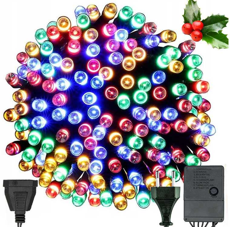 Kalėdinės girliandos 200 LED, įvairiaspalvės, 8 programos
