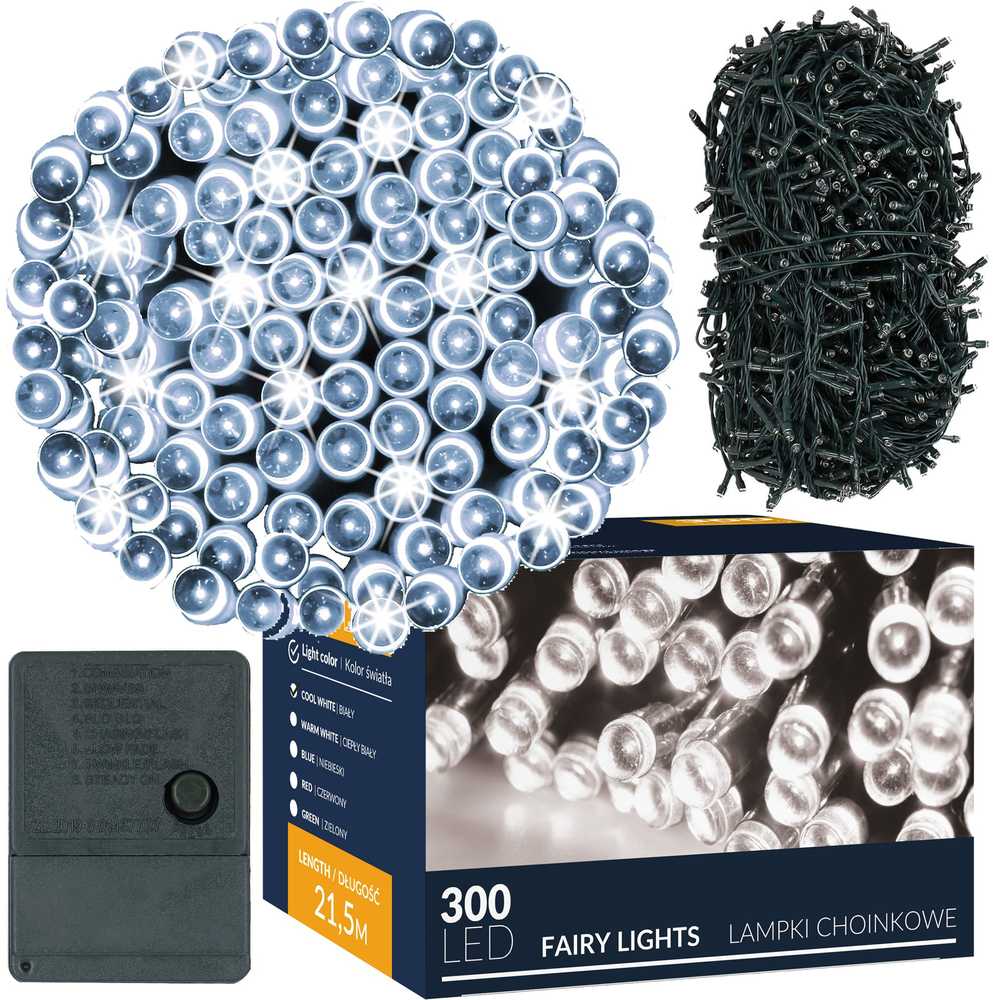 Kalėdinės lemputės Springos 300 LED, 21 m, šaltai balta