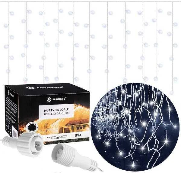 Kalėdinės lemputės Springos 500 LED, 20 m, šaltai baltos, lauko ir vidaus naudojimui