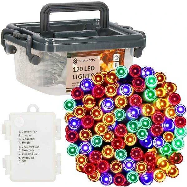 Kalėdinės lemputės Springos su programuotoju ir nuotolinio valdymo pultu, 9 m, 120 LED