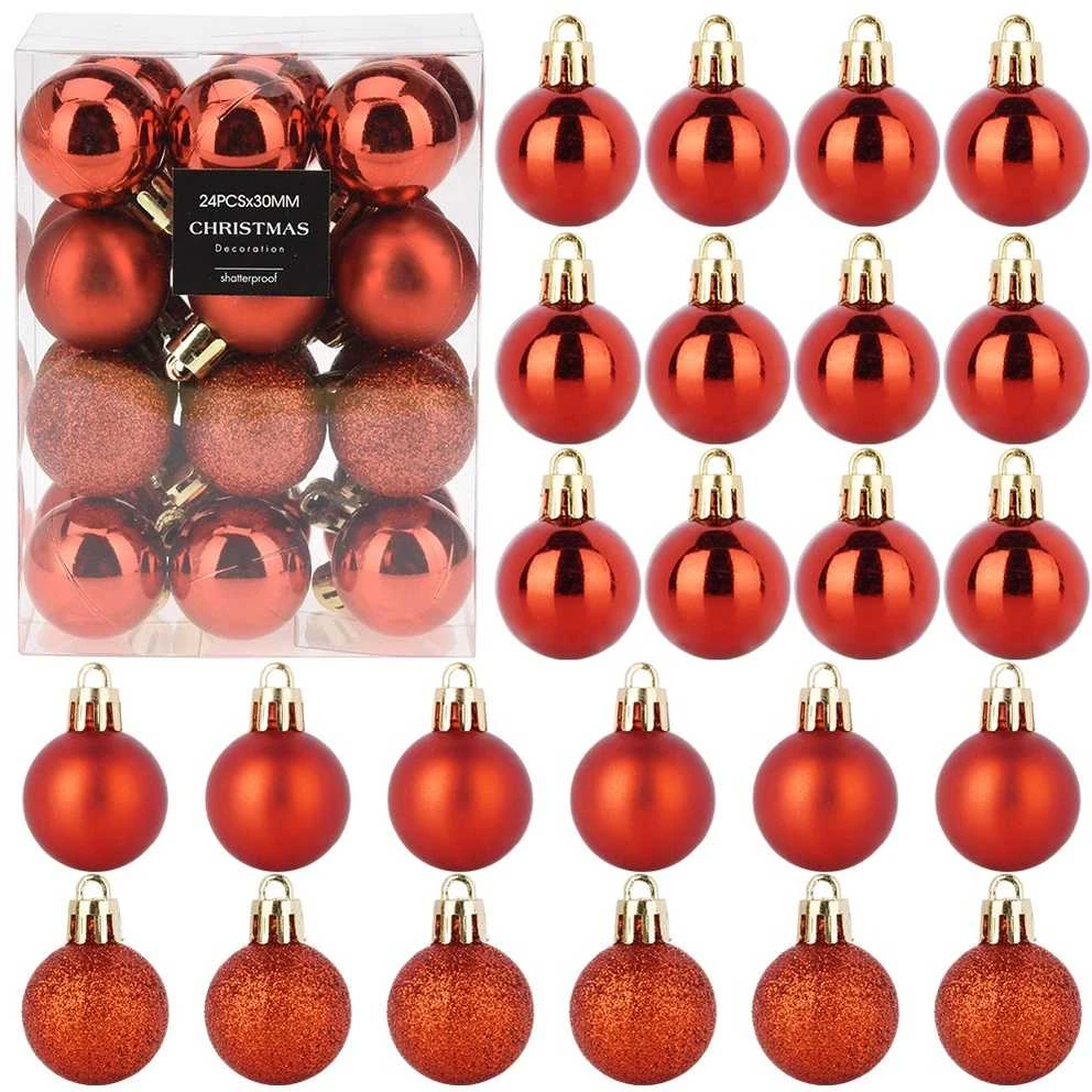 Party Deco Kalėdiniai kamuoliukai Rūda 3 cm, 24 vnt.