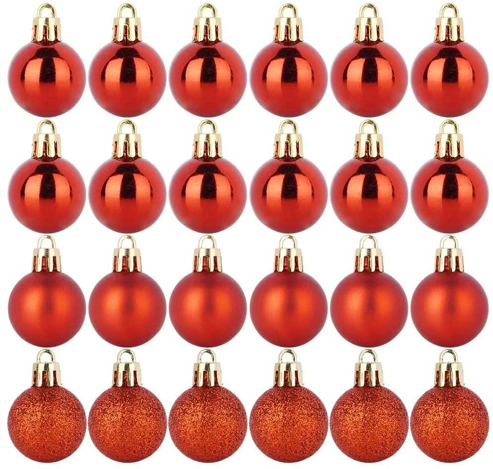 Party Deco Kalėdiniai kamuoliukai Rūda 3 cm, 24 vnt.