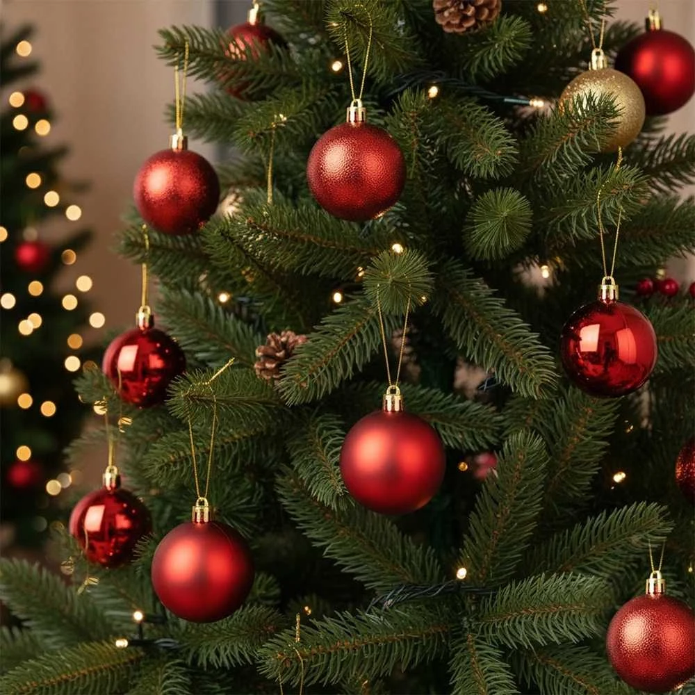 Party Deco Kalediniai papuošimai Raudoni 6 cm - 9 vnt. Nepažeidžiami