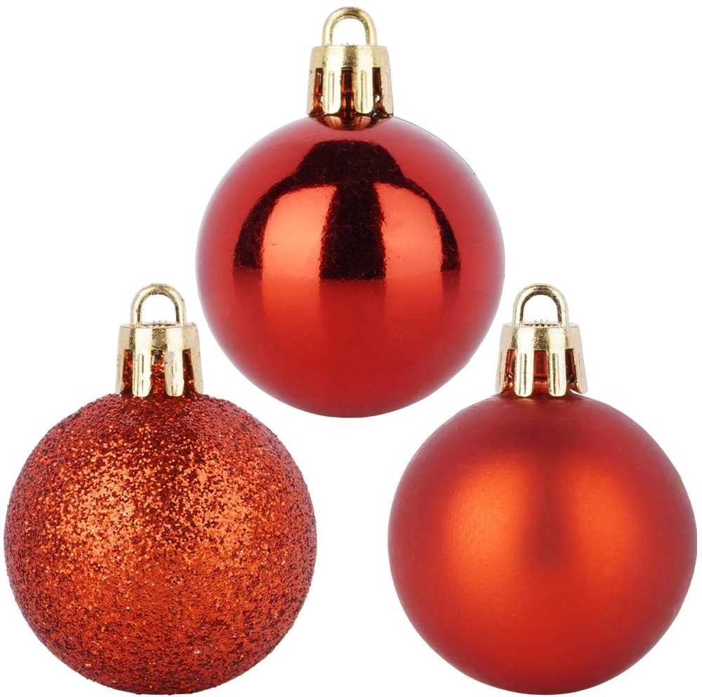 Party Deco Krištoliniai Kalėdų žaisliukai 4 cm Raudoni 20 vnt