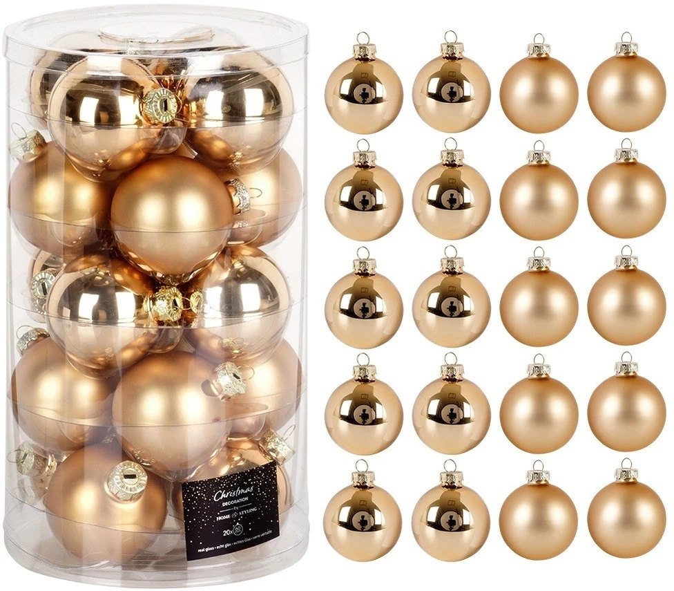 Home Styling Collection Kalėdiniai kamuoliukai stikliniai 20 vnt. auksiniai 6 cm