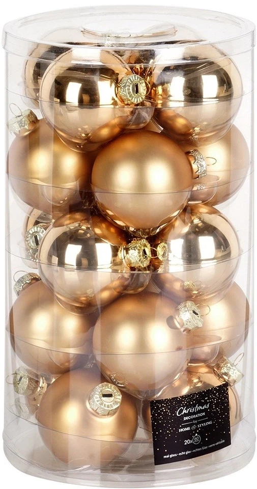 Home Styling Collection Kalėdiniai kamuoliukai stikliniai 20 vnt. auksiniai 6 cm