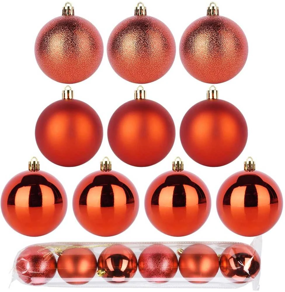 Party Deco Kalėdų kamuoliukai 7 cm 6 vnt - Beikraštiai raudoni