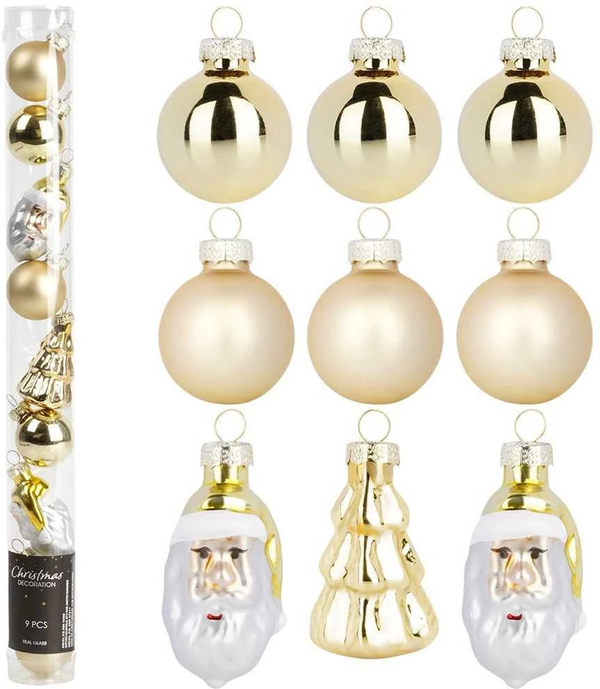 Party Deco Kalėdinės Dekoracijos Rinkinys 9vnt. Auksinės 3 / 5 cm