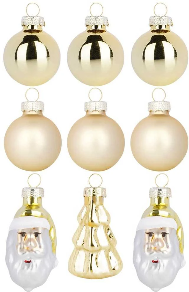 Party Deco Kalėdinės Dekoracijos Rinkinys 9vnt. Auksinės 3 / 5 cm