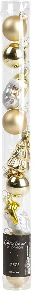 Party Deco Kalėdinės Dekoracijos Rinkinys 9vnt. Auksinės 3 / 5 cm