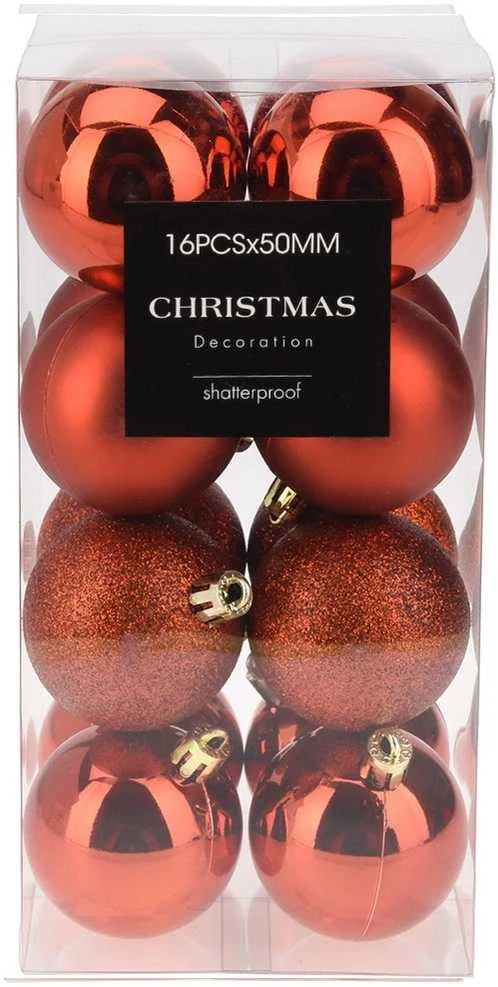 Party Deco Kalėdiniai kamuoliukai Rudi 5 cm 16 vnt - Kalėdų dekoracijos