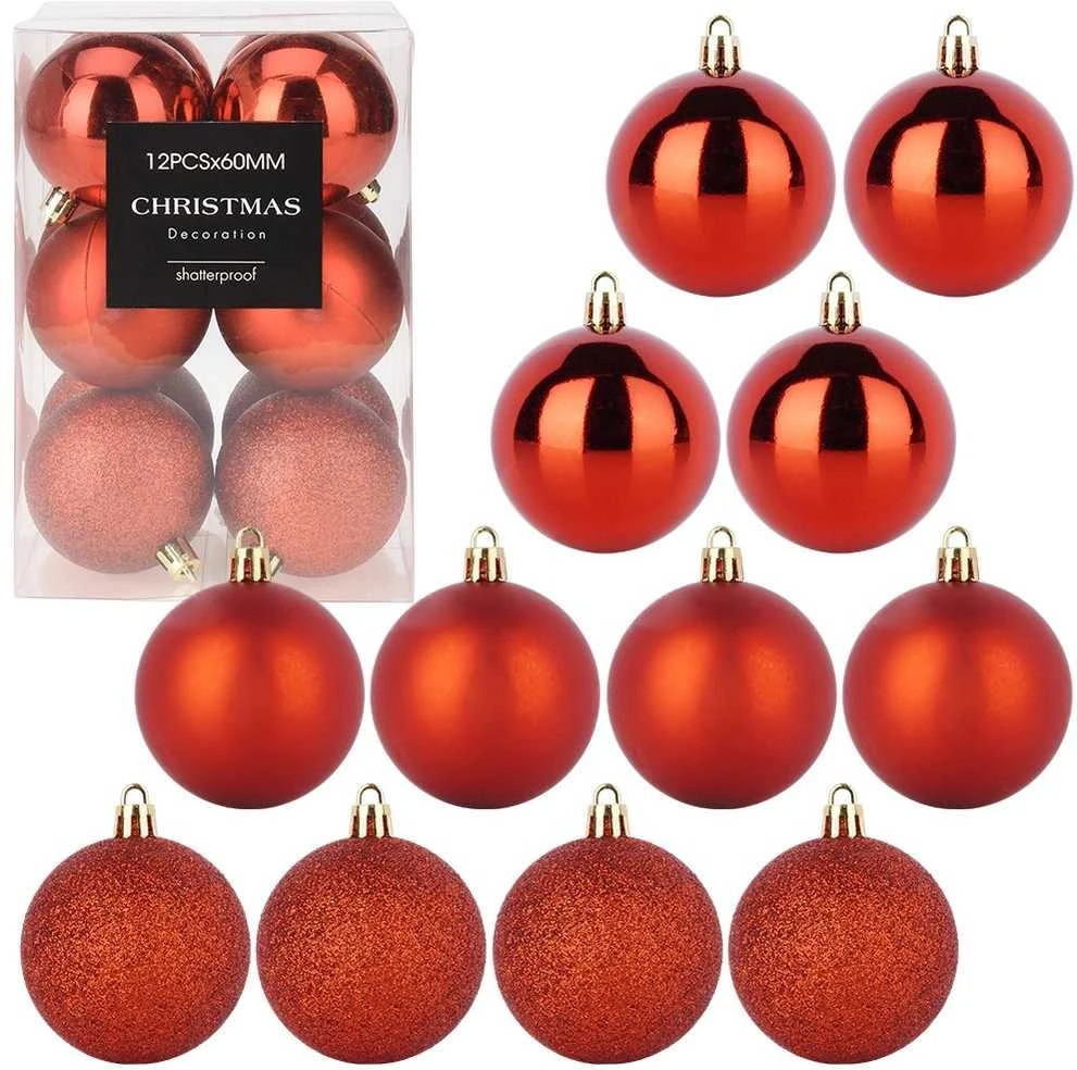 Christmas Decoration Kalėdiniai Žaislai Rinkinys 12 Vnt. Raudoni 6 cm