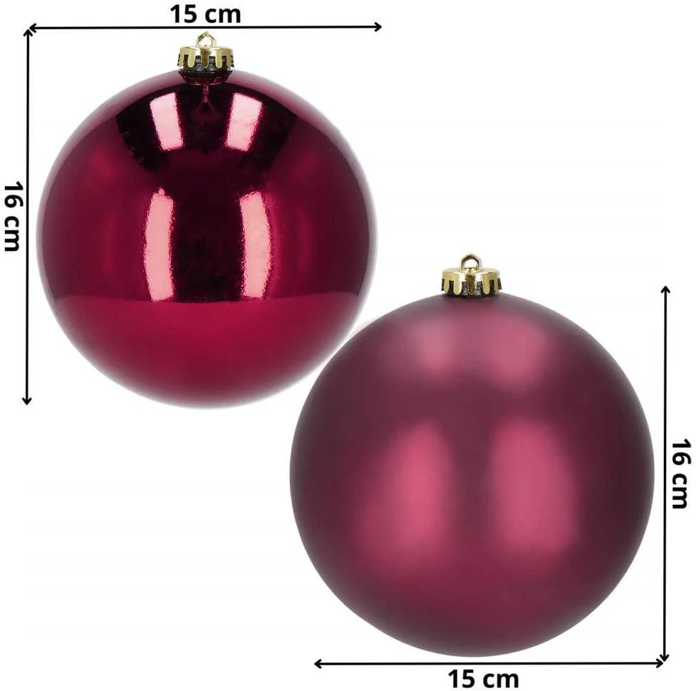 Kalėdiniai žaisliukai Springos CA1179, 15 cm, bordo, 2 vnt.