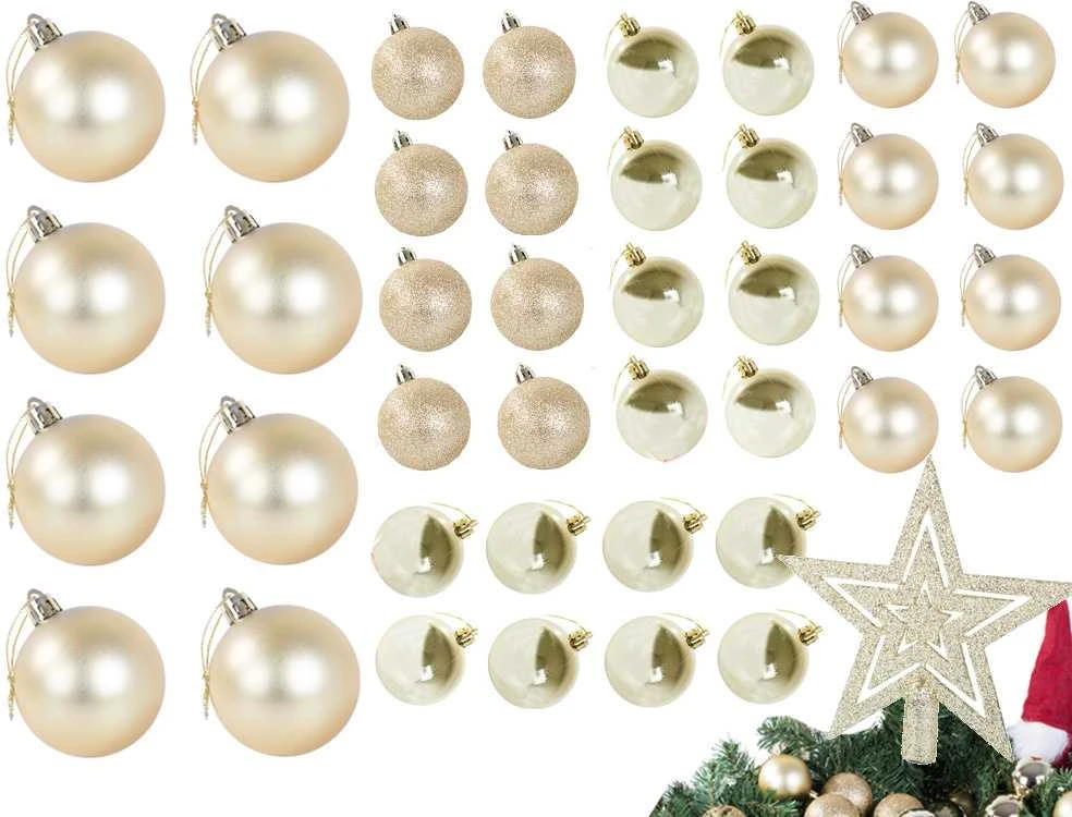 Christmas medžio tops 6/4/3 cm kit 100 pieces Gold