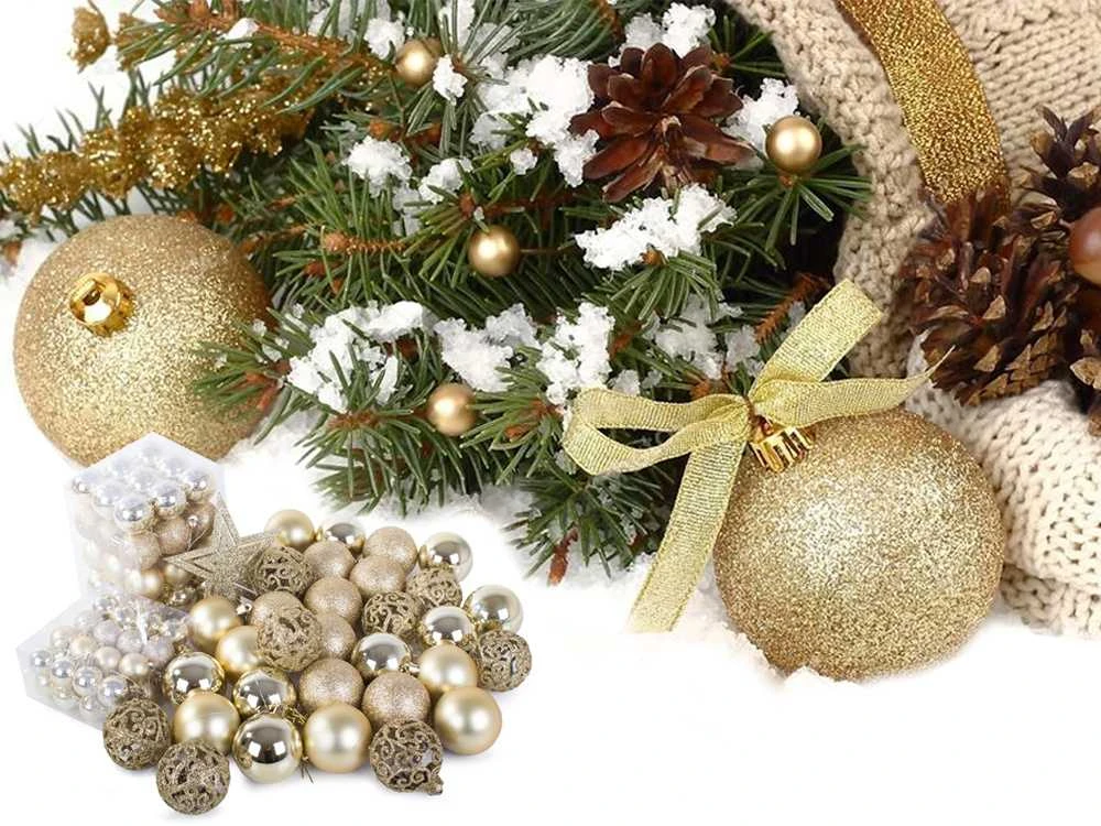 Christmas medžio tops 6/4/3 cm kit 100 pieces Gold