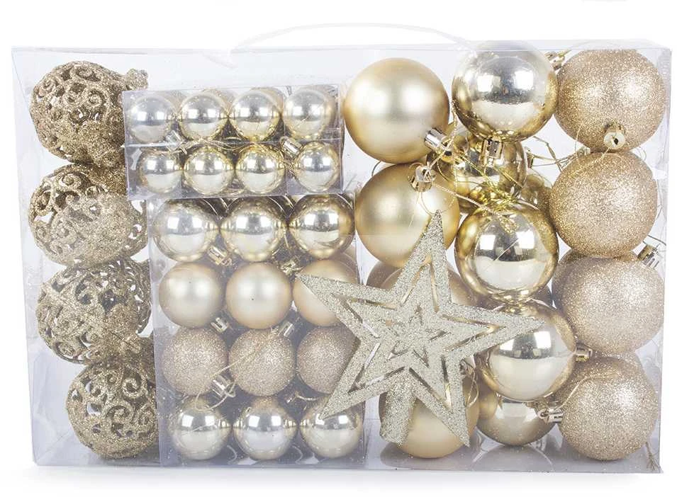 Christmas medžio tops 6/4/3 cm kit 100 pieces Gold