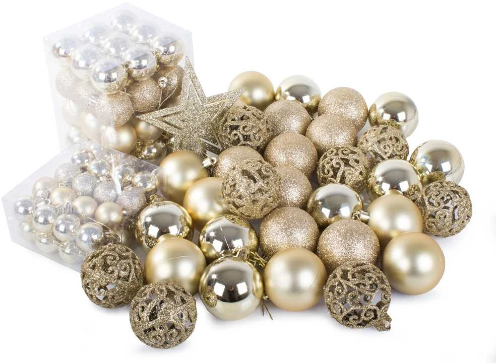 Christmas medžio tops 6/4/3 cm kit 100 pieces Gold