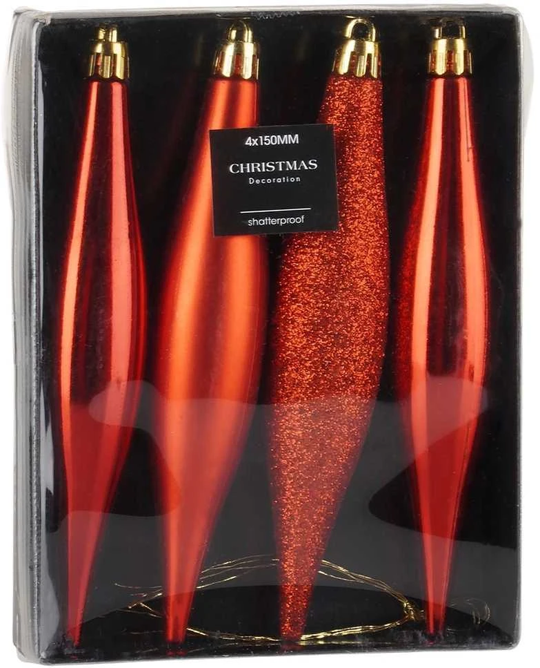 Party Deco Kūrybiniai Kalėdų papuošalai 4 vnt Raudoni Ledynai 15 cm