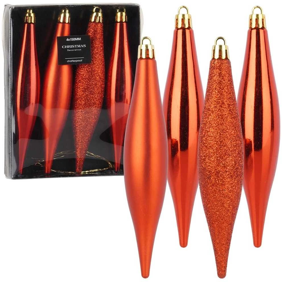 Party Deco Kūrybiniai Kalėdų papuošalai 4 vnt Raudoni Ledynai 15 cm