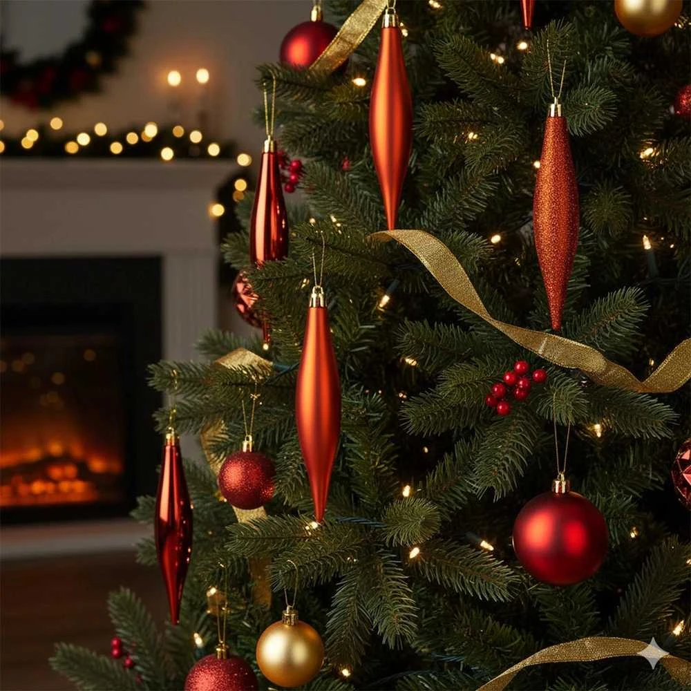 Party Deco Kūrybiniai Kalėdų papuošalai 4 vnt Raudoni Ledynai 15 cm