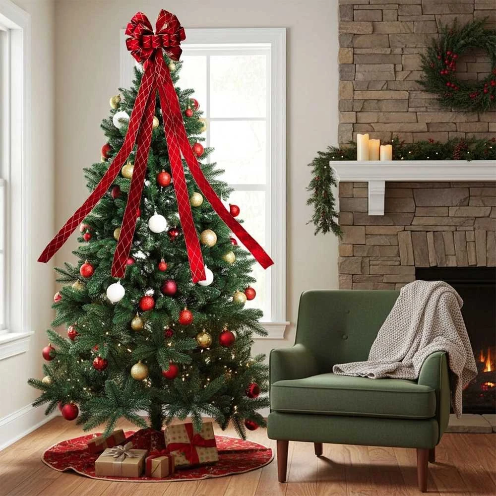 Christmas Decoration Dekoratyvinė juosta Kalėdų eglutei Raudona 130x33 cm