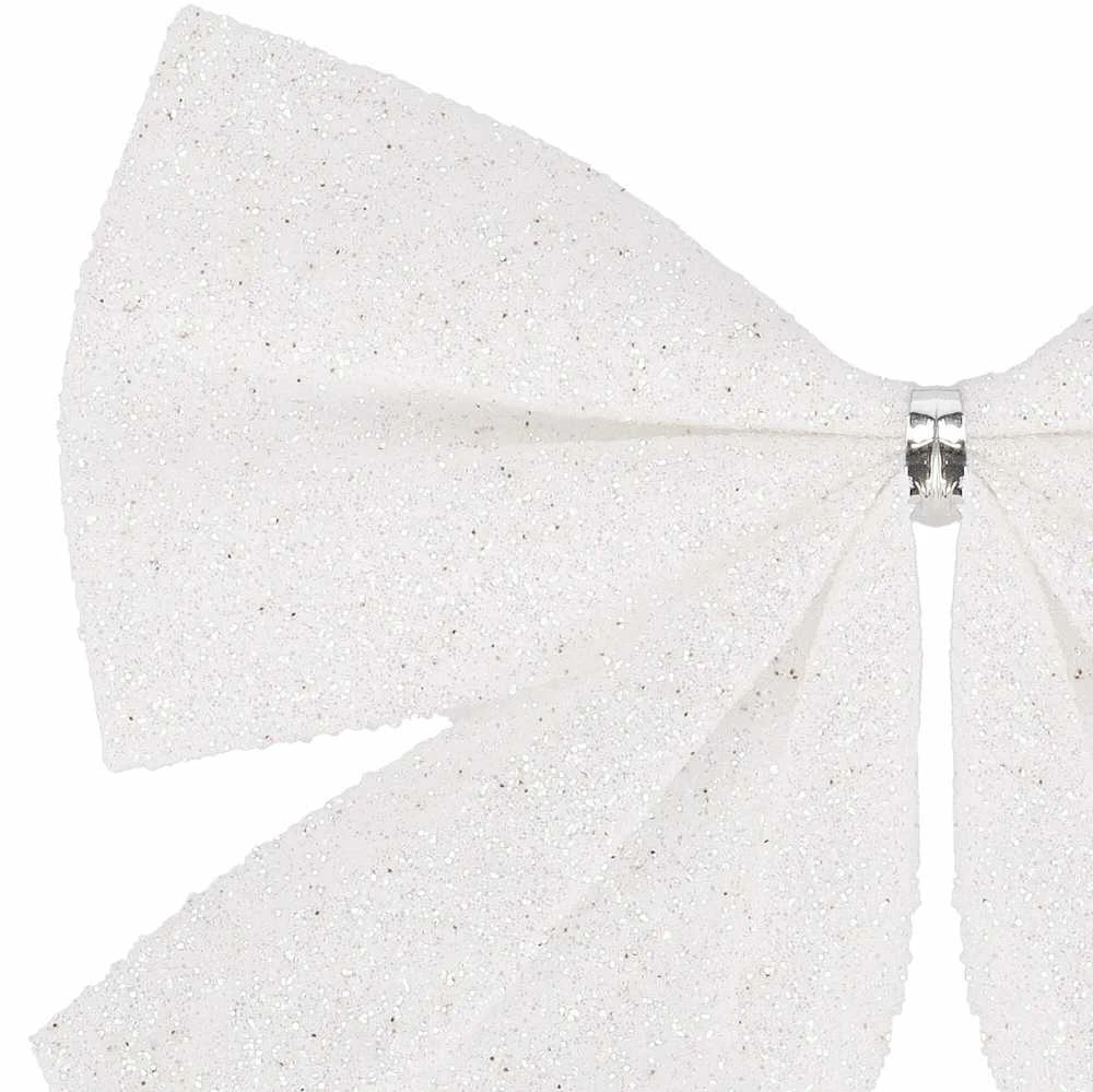 Kalėdinis kaspinas Springos 11 cm 3 vnt balti blizgantys papuošimai