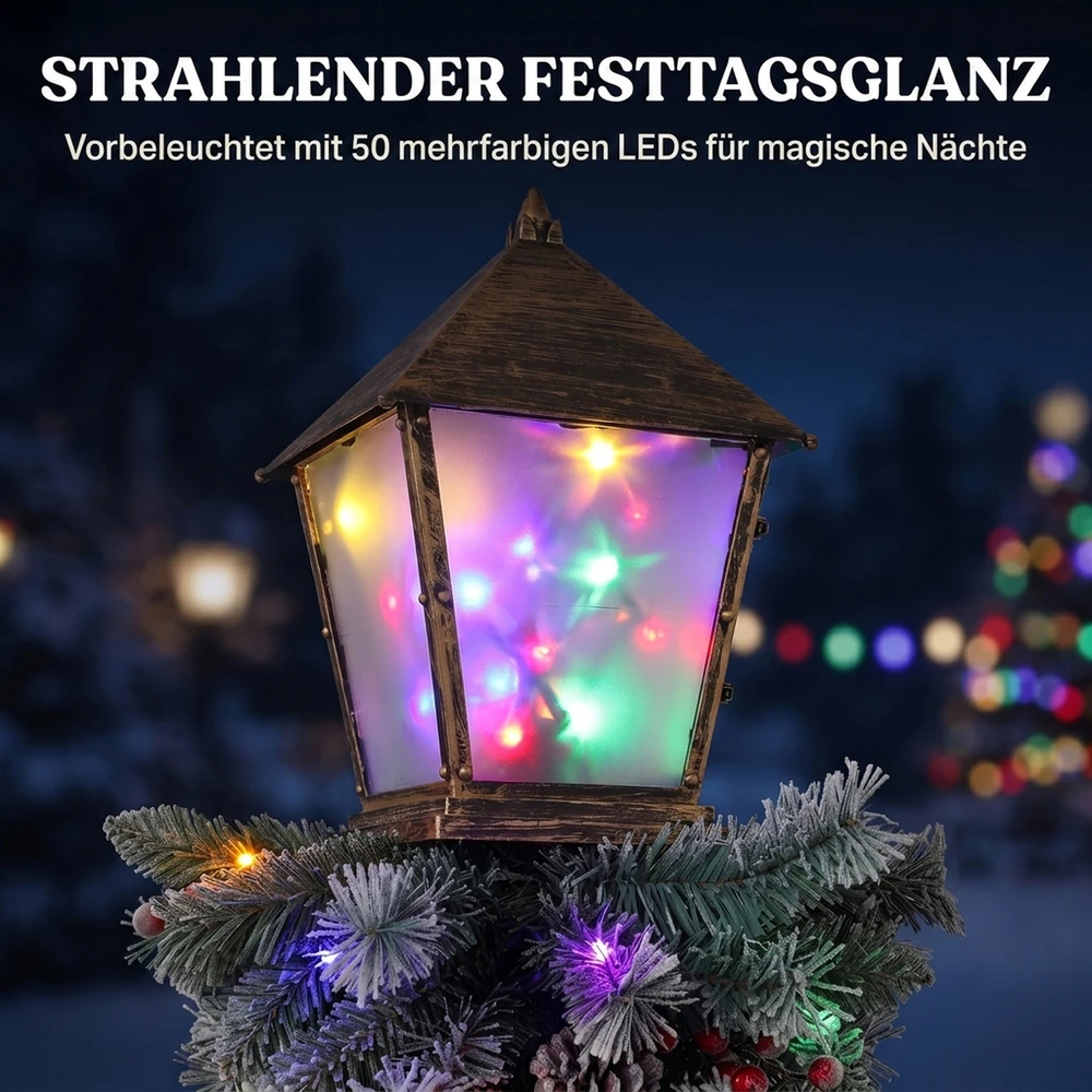 Kalėdinis lauko žibintas su 50 daugiaspalvių LED, žalias ir baltas, 43 × 43 × 150 cm