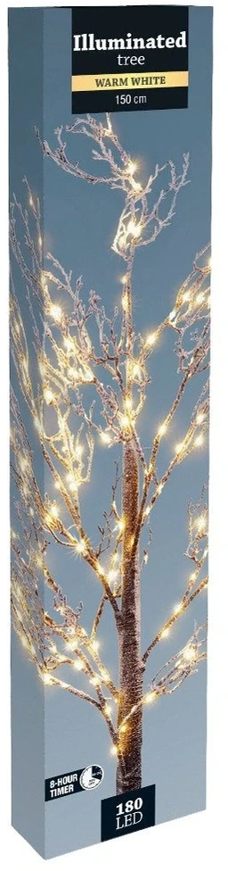 Kalėdinis LED dekoratyvinis medelis su apsnigtomis šakomis, rudas, 150 cm