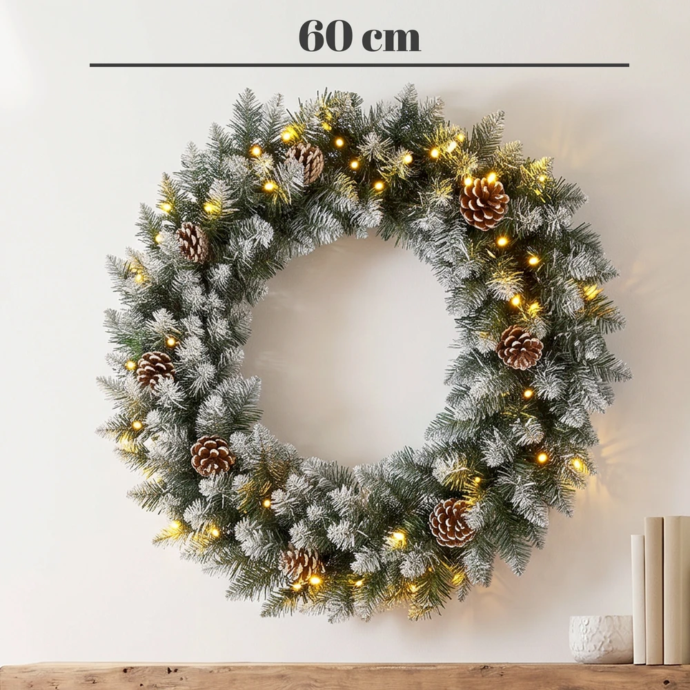 Kalėdinis vainikas su 50 LED lempučių, žalias, Ø 60 cm