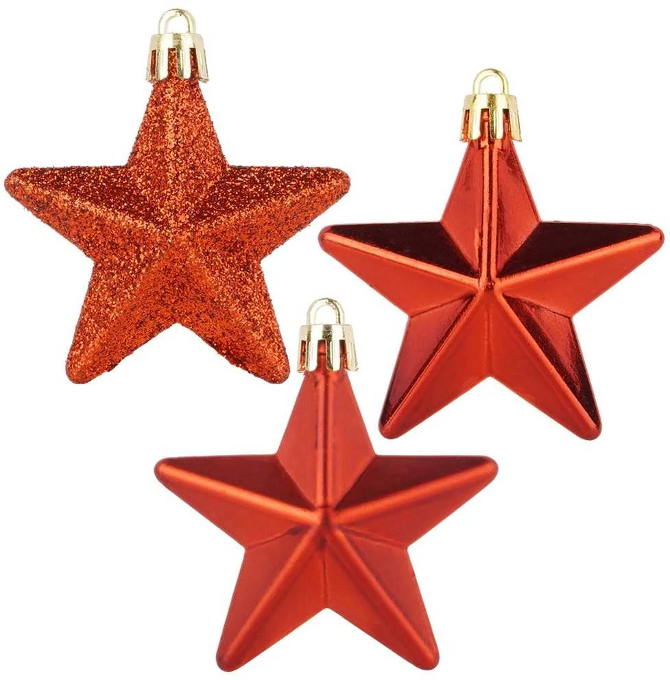 Party Deco Nesulaužomi Kalėdų žaislai Žvaigždės 6,5 cm 8 vnt